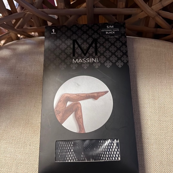 New Massini Patterned Tights Black S/M NWT - Picture 1 of 1